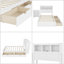 Élégant lit simple blanc avec tiroirs de rangement et lumière DEL - Conception compacte et moderne-365398775-365335942