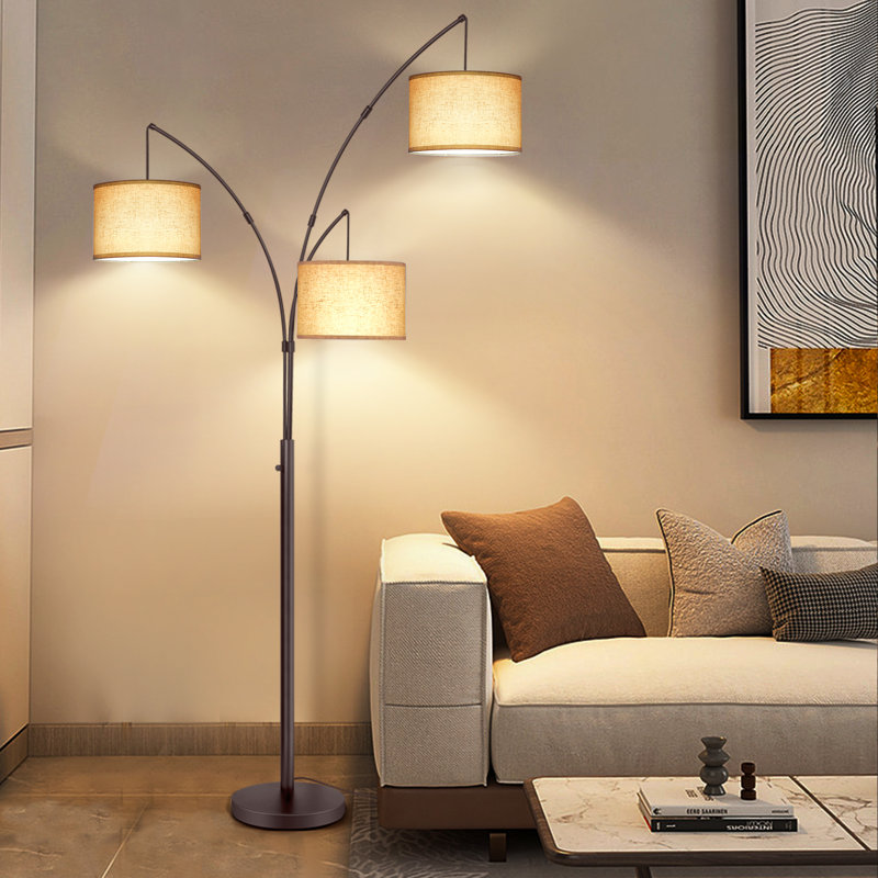 Lampe sur pied à branches 3 lumières 80 "Khaleed, Brun, Beige