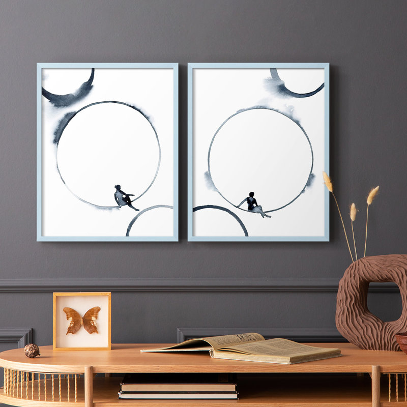 «Woman in the Moon I», reproduction encadrée de qualité supérieure - prête à être accrochée - aucun clou requis - aucun clou requis