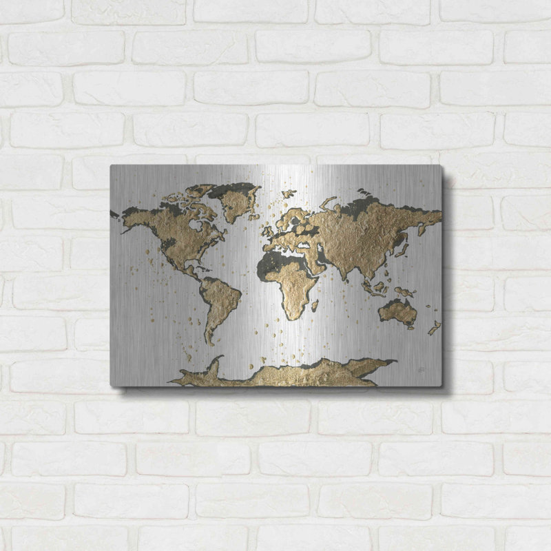 «World Map Gold Leaf» par Chris Paschke, H 16 po x l 24 po
