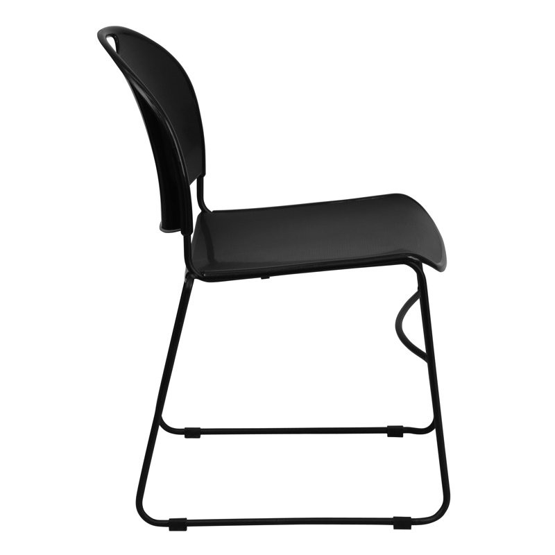 Black Metal Ultra Compact Stacking Reception Chairs, Set of 5
