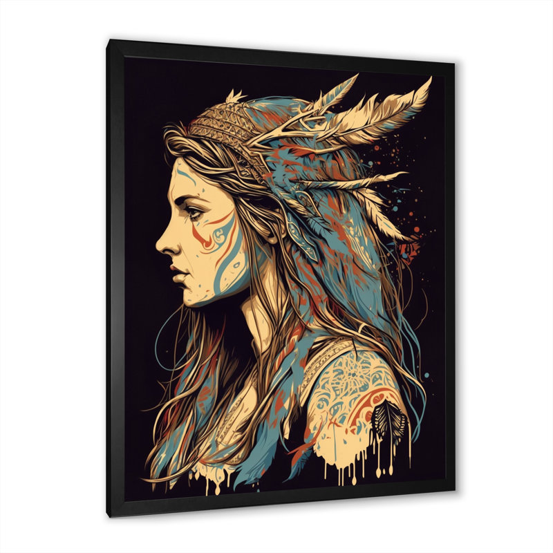 Crocett, portrait d'une femme bohémienne II sur toile, H 44 po x l 34 po x P 1,5 po, Cadre photo noir