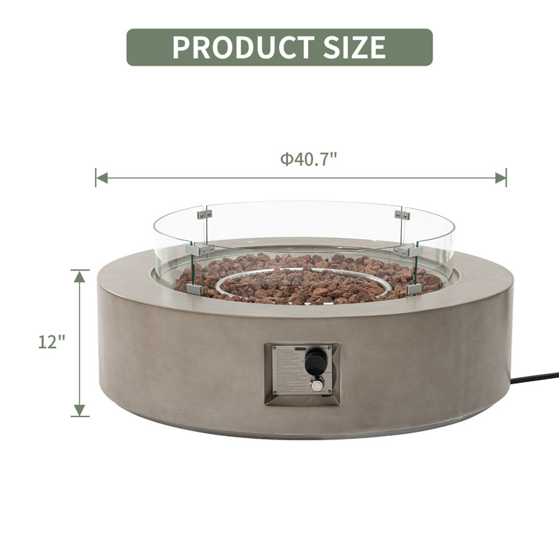 Langport Concrete Propane Fire Pit Table, Gray