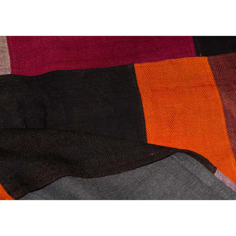 Tapis rouge / noir noué à la main de haute qualité