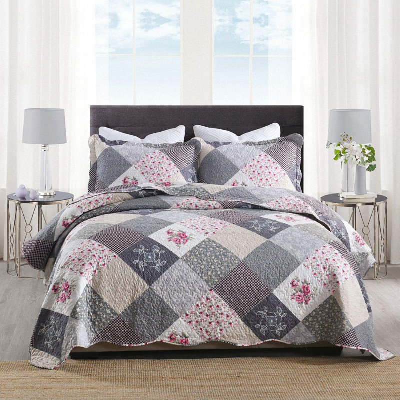 Ensemble de courtepointe 3 pièces HoneiLife, Courtepointe très grand + 2 taies d'oreiller stan