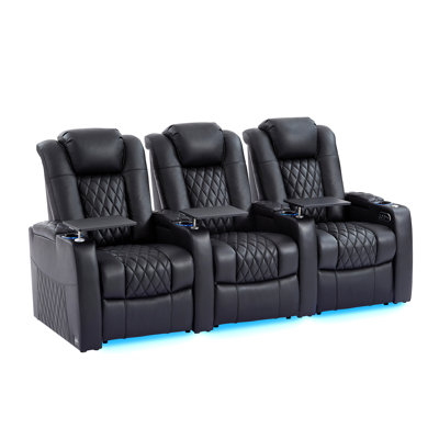 Leather Home Theater Seating, Game Seats Movie Theater Chairs Theater Recliner Sofa by Brayden Studio