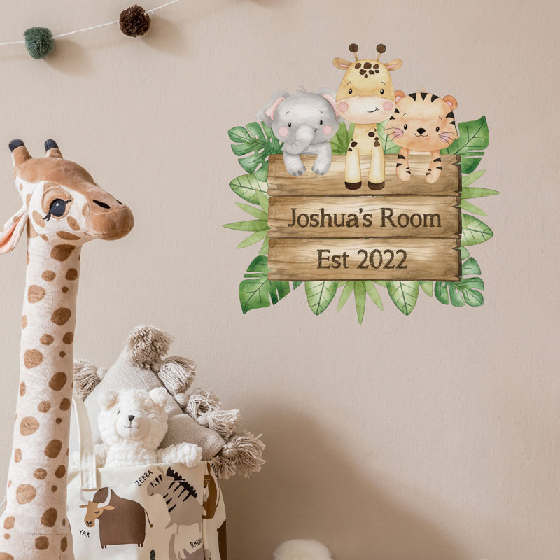 Personalised Safari Sign Wall Sticker, 41cm H x 40cm W, Yes