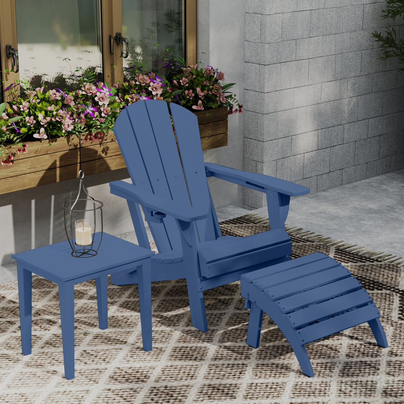 Repose-pieds pliable en plastique PEHD Adirondack, Marine