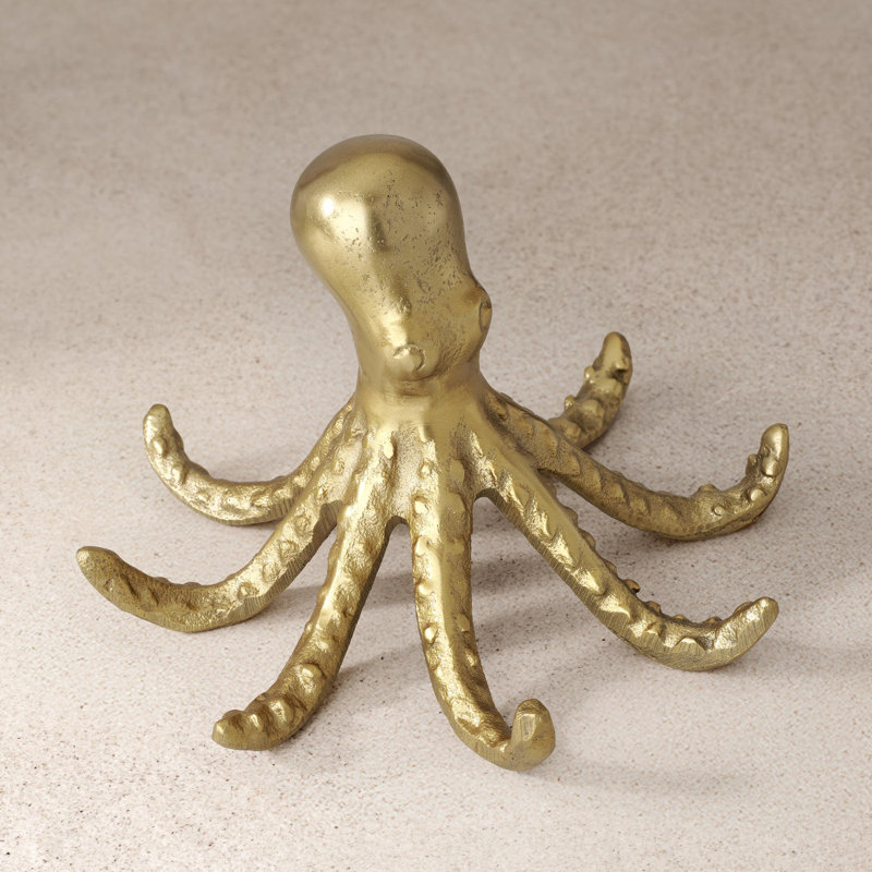 Tidal Reach Decorative Gold Octopus Sculpture (4.5-inch), Gold