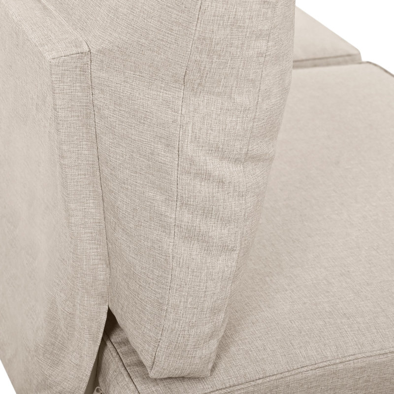 Outdoor Conversation Sets For 4 People L-Shaped Corner Sofa With Wooden Table, Beige