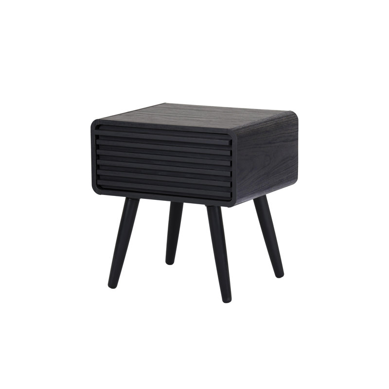 Bria End Table with Storage, Black