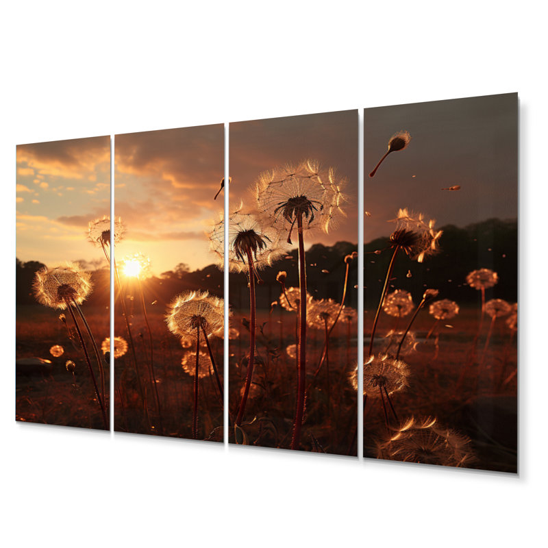 «Sunset Dandelion Field I», ensemble de reproductions d'art en métal