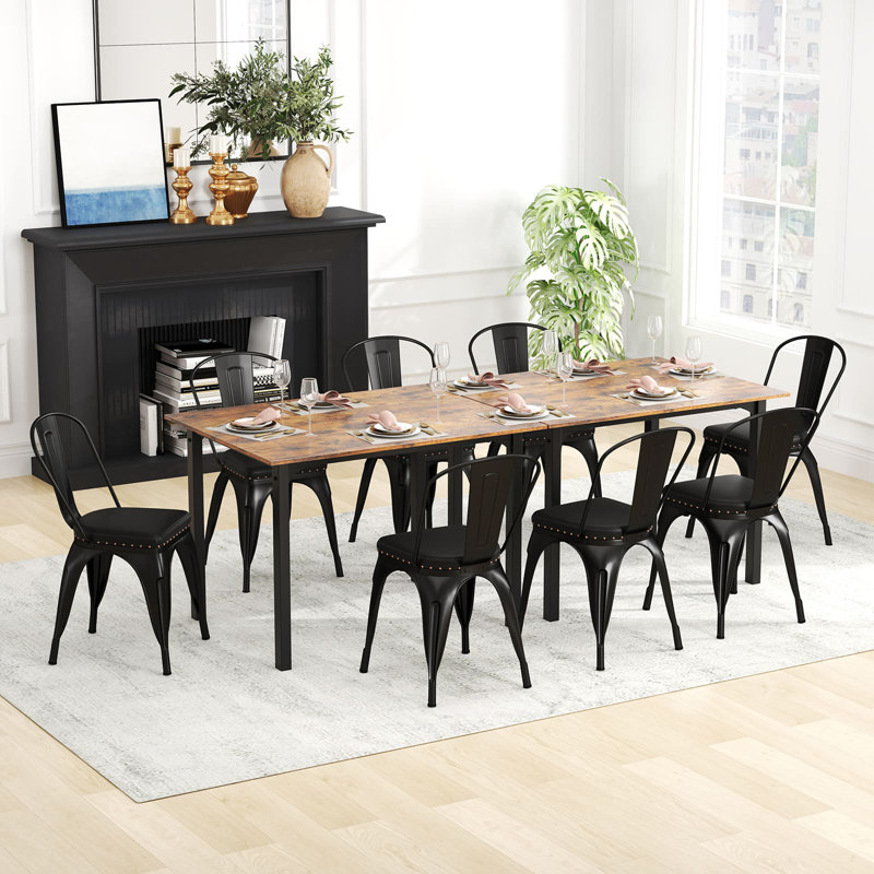 47cm H Metal Stacking Side Chair in Black