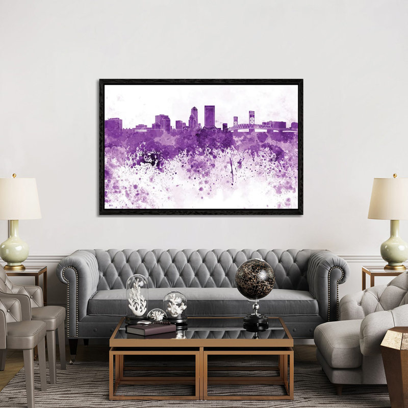 Jacksonville Skyline In Lilac by Paul Rommer - Gallery-Wrapped Canvas Giclée on Canvas, 152.5 cm H x 101.5 cm W