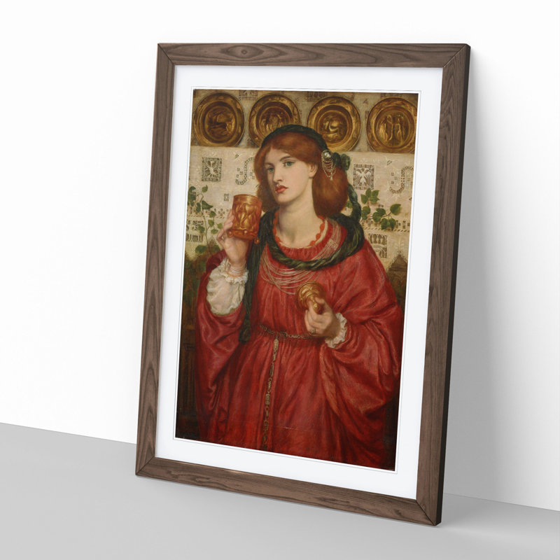 The Loving Cup by Dante Gabriel Rossetti - Picture Frame Painting, 48cm H x 36cm W x 2cm D, Walnut Framed