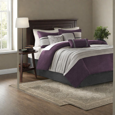 Soft Faux Suede Cal King Bedding Sets, Modern 7 Piece Comfort For Home