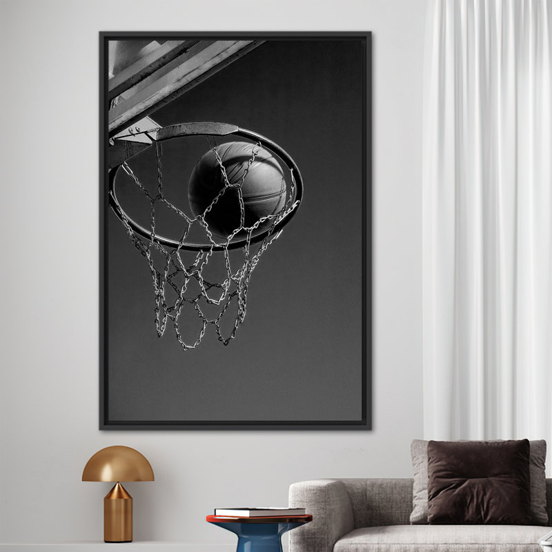 Motif de basket-ball de basketball pour homme, H 61 po x l 37 po, Cadre flottant noir