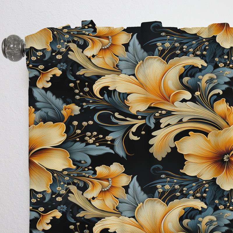 Rideau à motif floral cachemire rétro Vintage Elegance, L 52 po x L 95 po