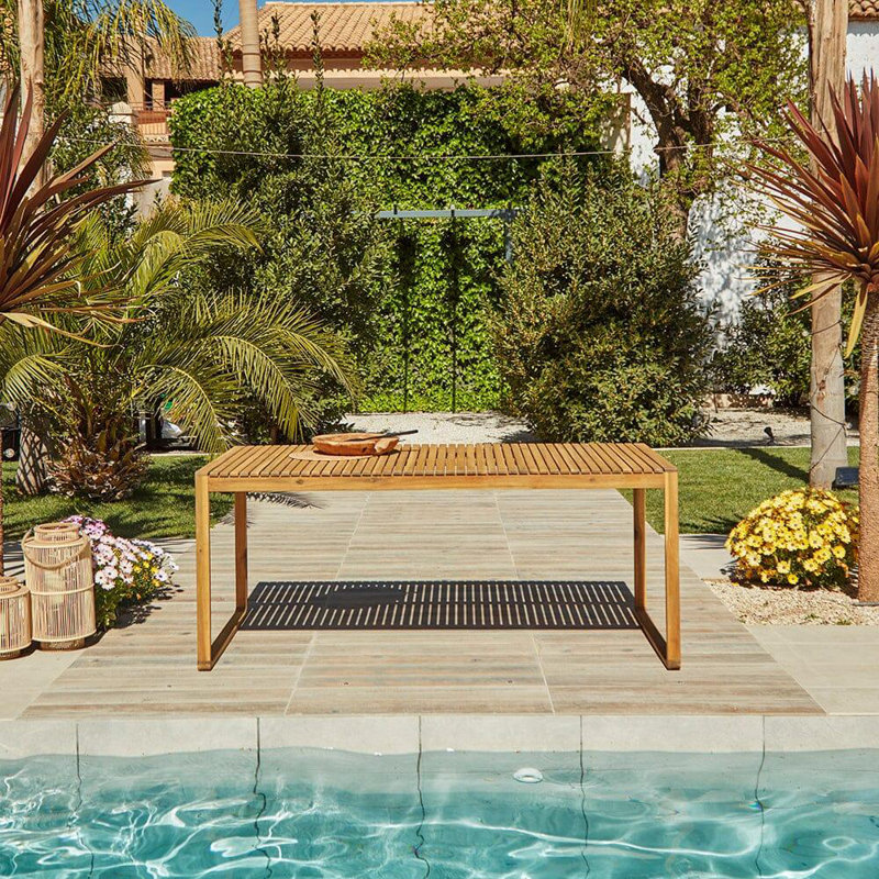 Lankin Rectangular 8 - Piece 6 - Person 180Cm L Outdoor Table Set & Parasol, Natural/ Cream Parasol