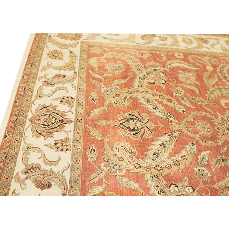 Tapis rouille et ivoire noué à la main de haute qualité