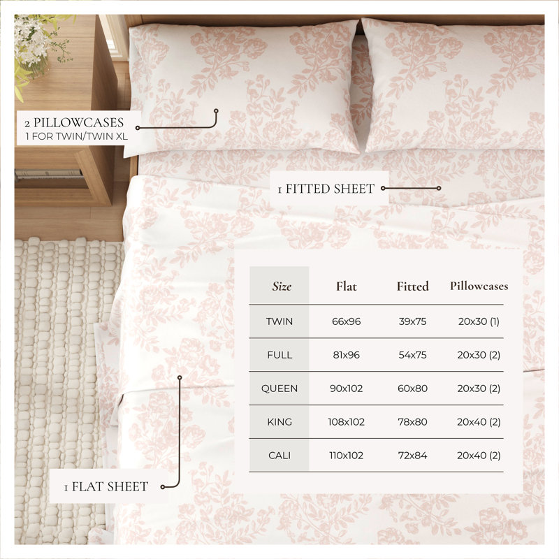 Queen Blush Pink Cotton Flannel Sheet Set