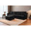 Canapé modulaire noir avec méridienne réversible - siège profond surdimensionné pour le salon ergonomique, mousse, velours court moelleux, assemblage - conception ergonomique moderne en L, lin doux