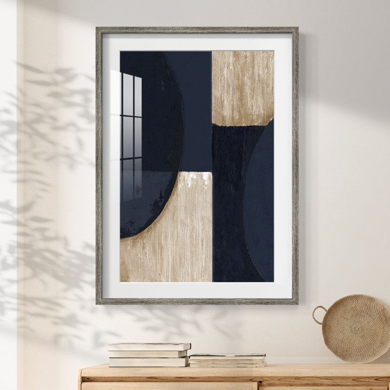 Réflexions bleu marine - imprimé encadré, Vieilli, H 28,5 po x l 20,5 po
