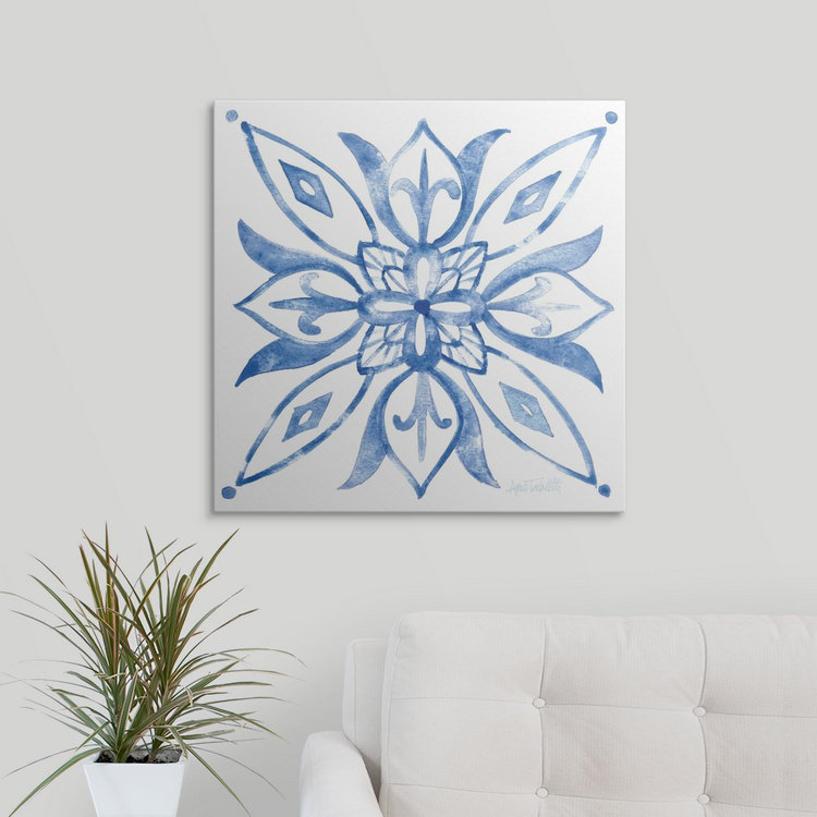 «Tile Stray II Blue» par Anne Tavoletti, impression, H 35 po x l 35 po x P 1,5 po, Toile