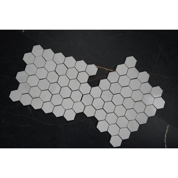 Bianco Dolomite 2" Hexagon Glossy