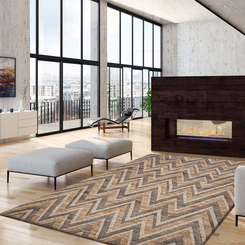 Palim Denizli brun clair Kilim 5 pi 3 po x 8 pi 2 po