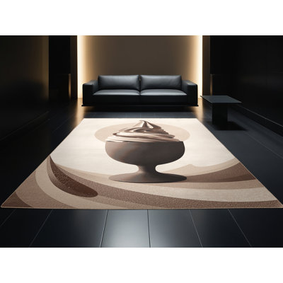 Tapis chic et luxueux lavable à la machine Templeton Gelato Cup - Beige