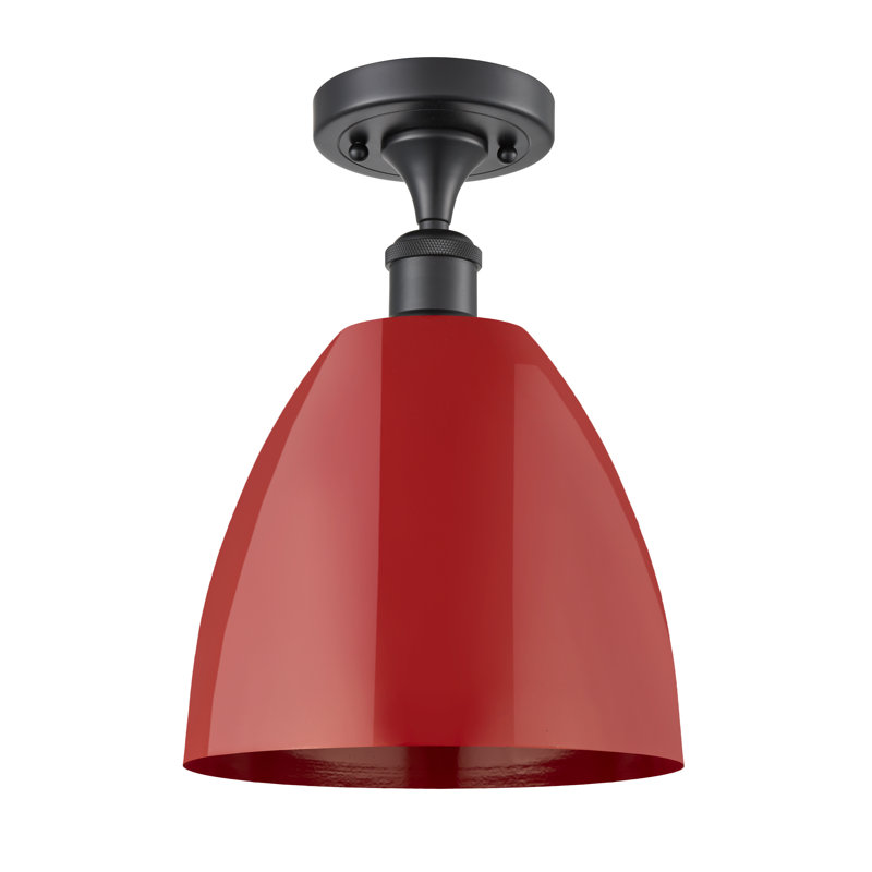 Plafonnier semi-encastré Crompond, Rouge, Noir mat