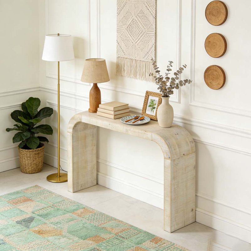 Console en bois 52 po avec rebord courbé, Naturel