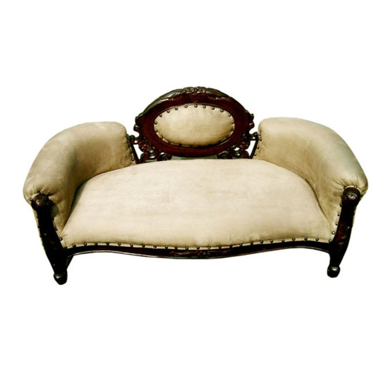 Victorian Mahogany and Microsuede Elevated Pet Sofa