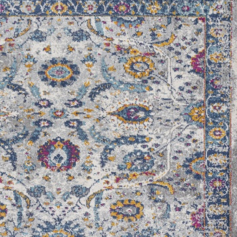 Izil Modern Persian Light Gray/Blue Rug, Rectangle 3' x 5'