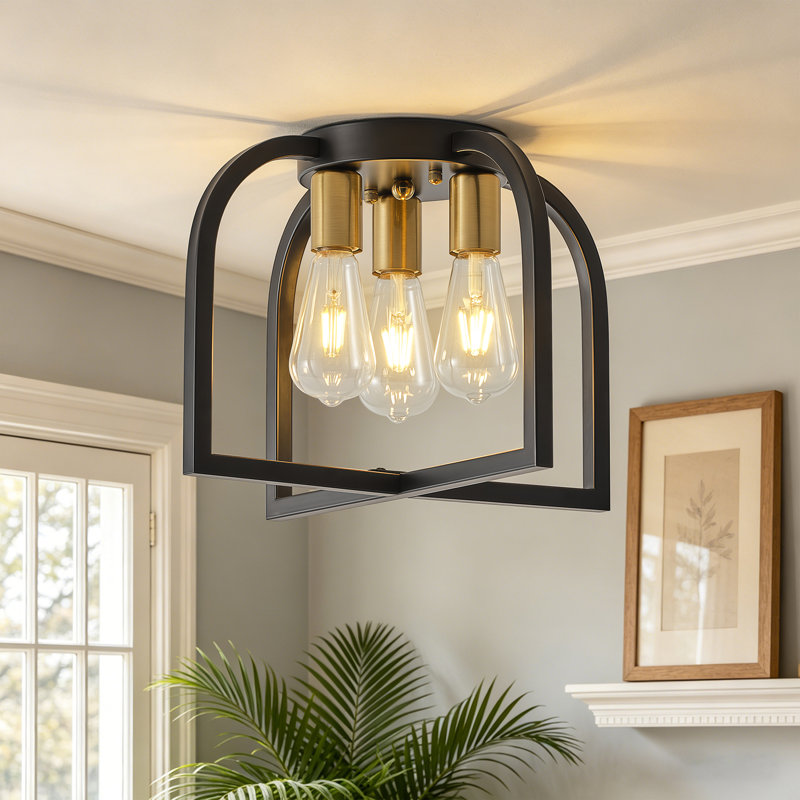 Plafonnier encastré 3 lumières 14,56 po, Doré