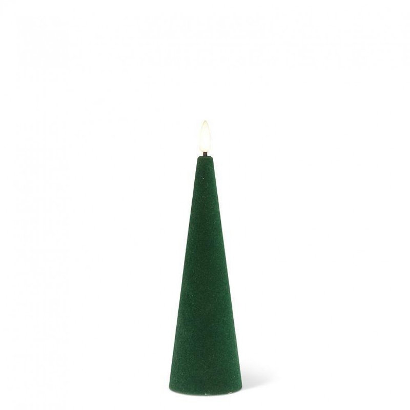 Petite bougie en velours cône, 8", Dark Green