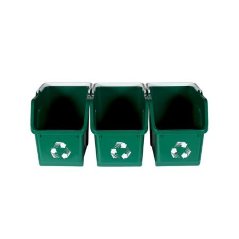 Bacs de recyclage empilables 6 gallons Sturdy Essentials pour maisons, garages, bureaux, faits de plastique recyclé à 100% - (vert, paquet de 20)