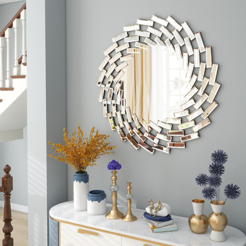 Beveled Frameless Gear Accent Wall Mirror