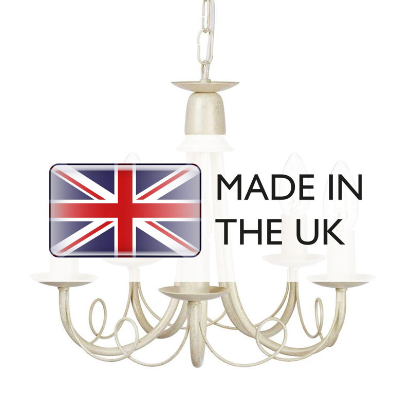 Docia 5 - Light Candle Style Chandelier, Ivory/Gold