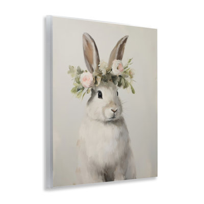 Bunny Floral Crown Wall Plaque Art, design by Arlington Prints