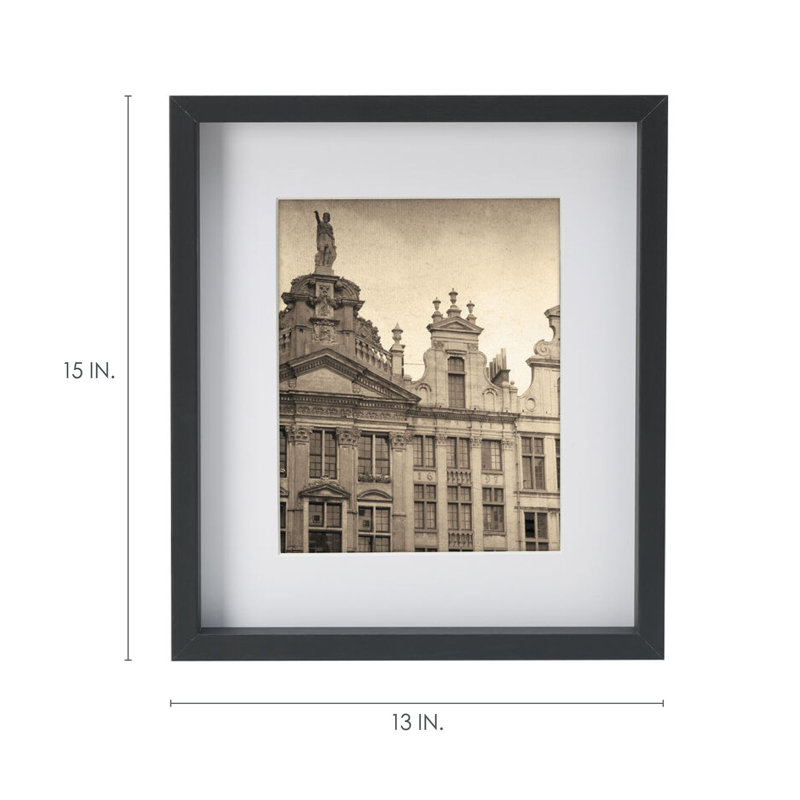 Bold Gallery W/Mat MDF Multi-Size Photo Frame, Black, 8" x 10", 16" x 20"