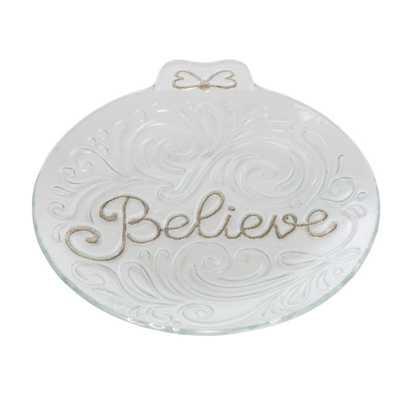 Assiette de Noël en verre Golden Believe