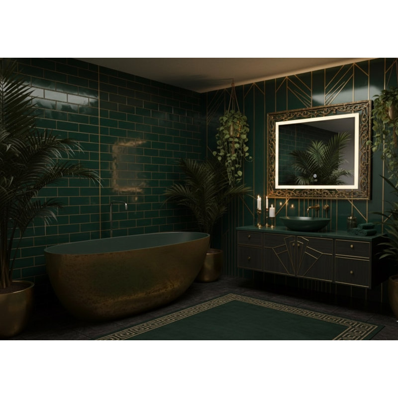 Baignoire autoportante ovale Vast Studio, Laiton / vert