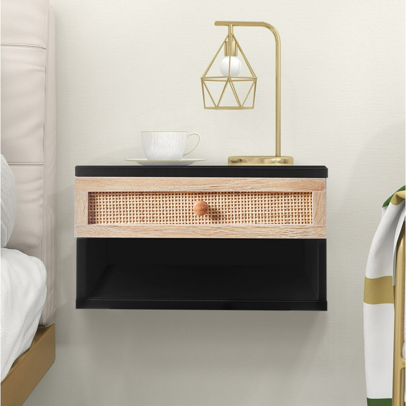 Amauris 40cm W Bedside Table, Black/Brown