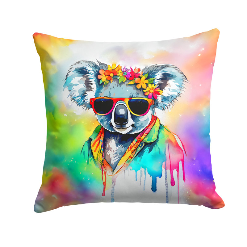 Hippie Animals Other/No Pattern Throw Pillow, 18"H x 18"W