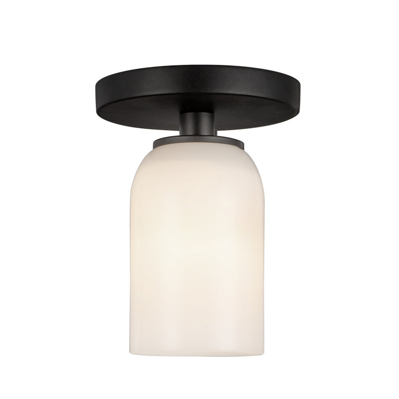 Nola 1 - Light Semi Flush Mount, Black, Glossy Opal