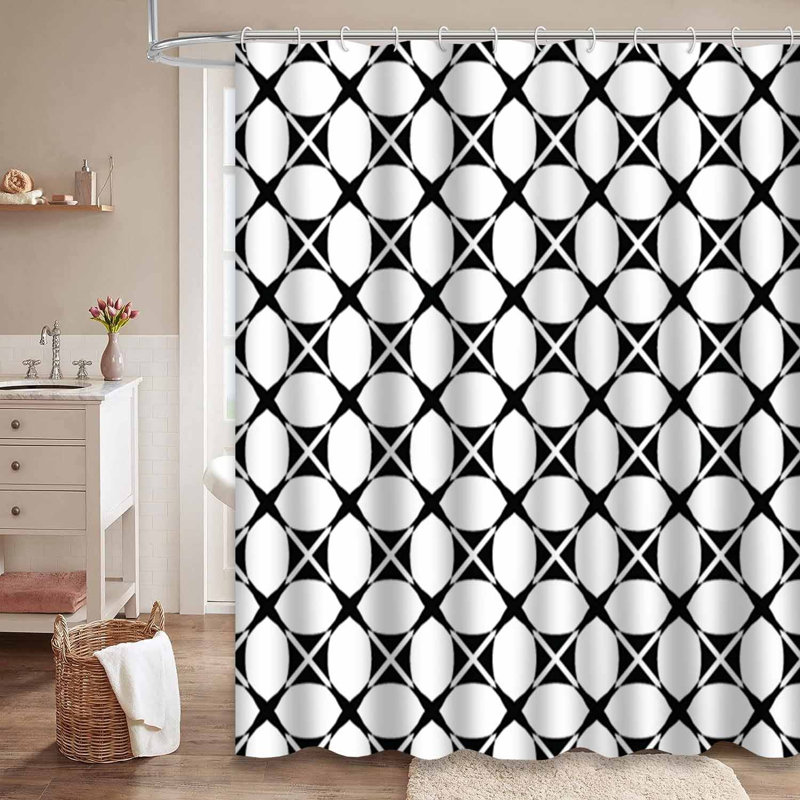 Rideau de douche géométrique à triangles abstraits avec 12 crochets, L 72 po x l 72 po