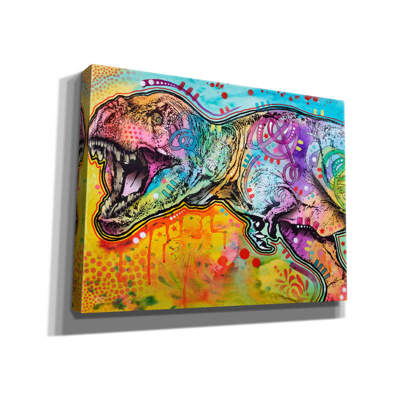 «T Rex 2» par Dean Russo, art mural sur toile, H 12 po x l 16 po x P 0,75 po