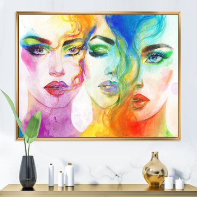 «Tripple Vibrant And Colorful faces - Glam, art mural sur toile